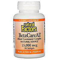 Natural Factors, BetaCareAll, 25,000 IU, 90 капсул