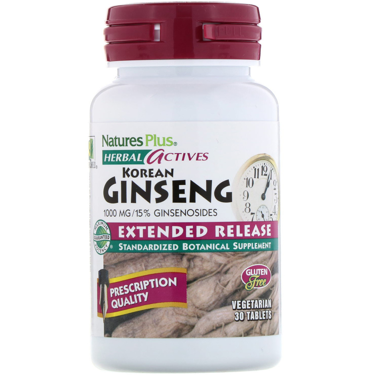 Женьшень, Korean Ginseng, nature's Plus, 1000 мг, 30 таблеток