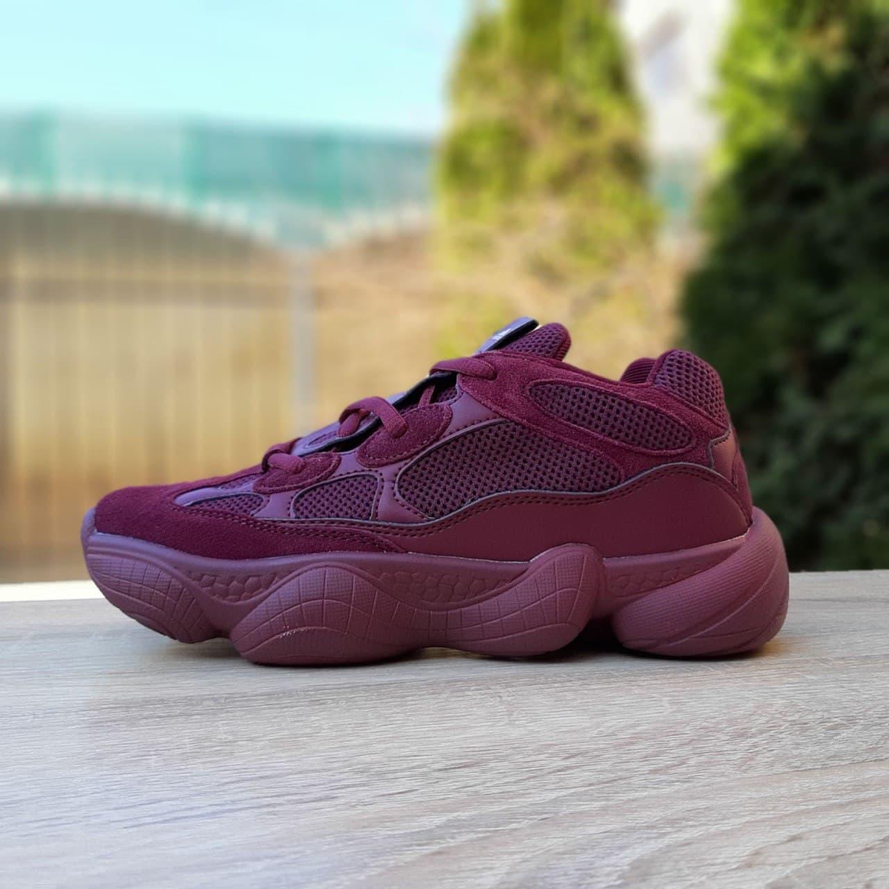 Кросівки Adid@s YEEZY 500 бордові замки/кожа/сетка 36-38 MEGA LE