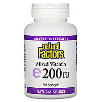 Вітамін Е, Natural Factors, Е 200 МО, 90 капсул