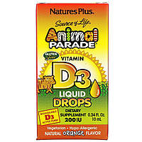 Вітамін D3, Vitamin D3, Liquid Drops, nature's Plus, 10 мл
