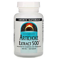 Артишок екстракт, Artichoke, Source Naturals, 500 мг, 180 таб.
