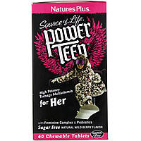 Витамины для девочек, Power Teen, For Her, Nature's Plus, ягодный вкус, 60 т.