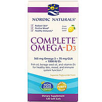 Омега 3 6 9 + Д3, Nordic Naturals, 1000 мг, 120 кап.