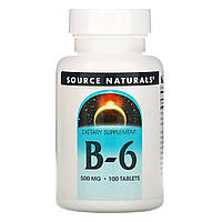 Витамин В6 (пиридоксин), B-6, Source Naturals, 500 мг, 100 табл.