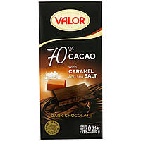 Темный шоколад с 70% какао и ириской, Dark Chocolate, Valor, 100 г
