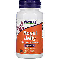 Маточное молочко, Royal Jelly, Now Foods, 1000 мг, 60 гелевых капсул