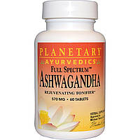 Ашваганда повного спектру, Ashwagandha, Planetary Herbals, 570 мг, 60 таб.