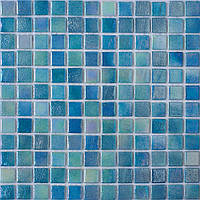 Мозаика АкваМо синяя,перламутровая Blue Worn 31.7х31.7 стеклянная для ванны, душевой,бассейна за 1 ШТ