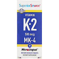 Витамин К, Vitamin K-2, Superior Source, 500 мкг, 60 таблеток