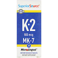 Superior Source, Вітамін K2, 100 мкг, 60 микролингвальных швидкорозчинних таблеток
