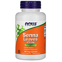 Слабительное средство, Senna Leaves, Now Foods, 470 мг, 100 капсул