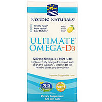 Рыбий жир омега-Д3 (лимон), Nordic Naturals, 1000 мг, 120 кап.