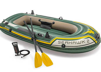 Надувний двомісний човен Intex "Seahawk 2 SET", 68347, з насосом та веслами, 236*114*41 см