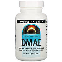 DMAE (Диметиламіноетанол), Source Naturals, 200 таблеток.