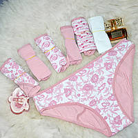 Розмір 2XL (52). Гарні жіночі трусики, набір із 7 штук, різнобарвні, батал, бавовна, Туреччина