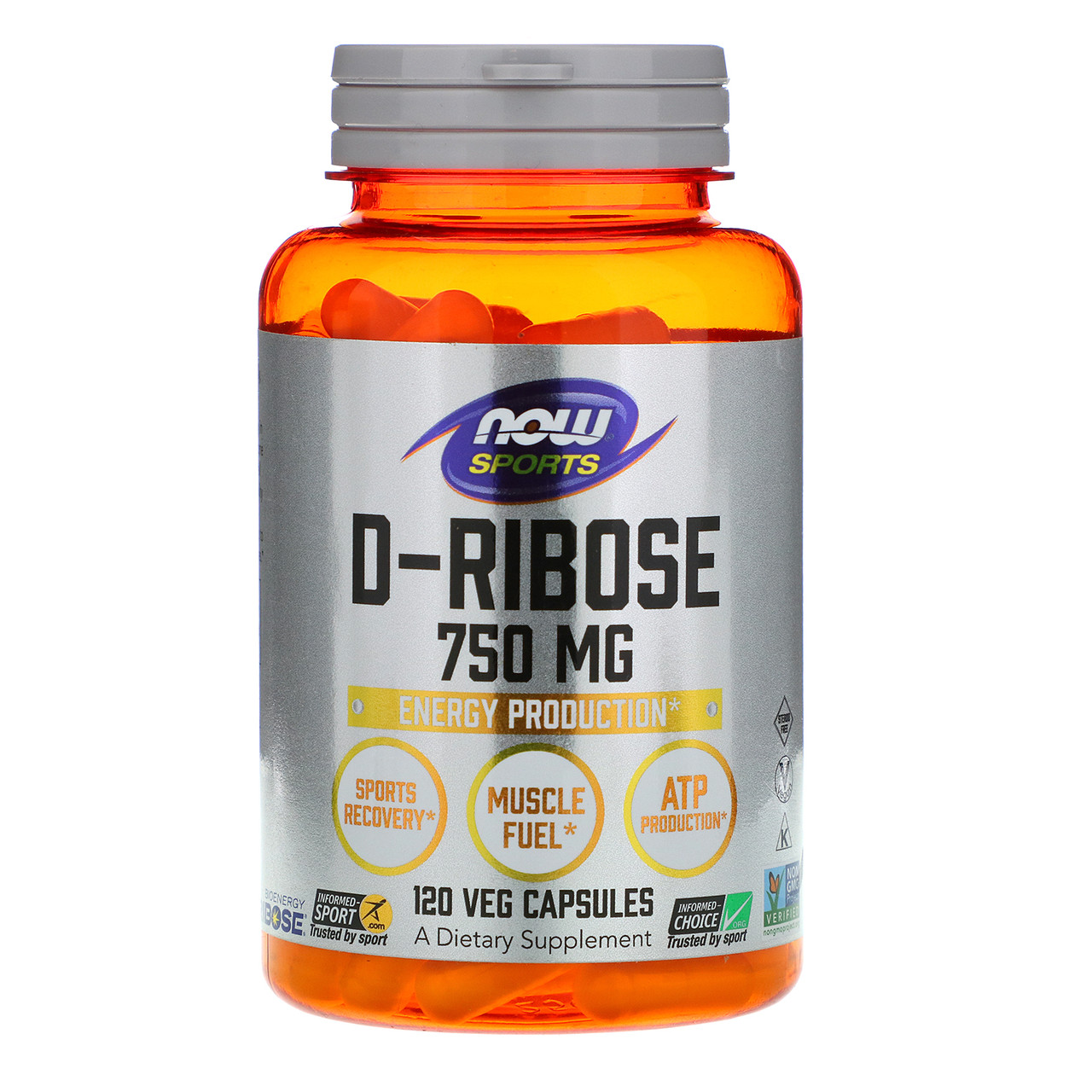 Д рибоза спорт, D-Ribose, Now Foods, 750 мг, 120 капсул