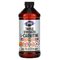 Карнитин жидкий цитрус, Тройная сила, Now Foods Sport, 3000 мг, 473 мл