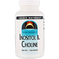 Холин и Инозитол, Inositol Choline, Source Naturals, 800 мг, 100 таб.