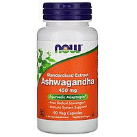 Ашваганда, Ashwagandha, Now Foods, 450 мг, 90 капсул