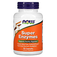 Пищеварительные ферменты Super Enzymes Now Foods Пищевая добавка Пробиотики + ферменты 90 капсул