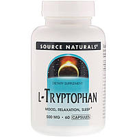 L-триптофан, L-Tryptophan, Source Naturals, 500 мг, 60 капсул