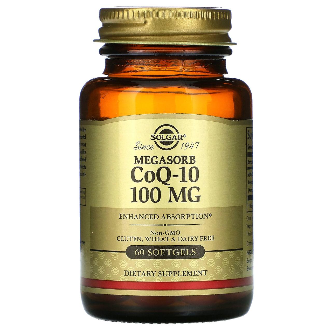 Solgar, Мегасорб CoQ-10, 100 мг, 60 мягких капсул - фото 1 - id-p522041455