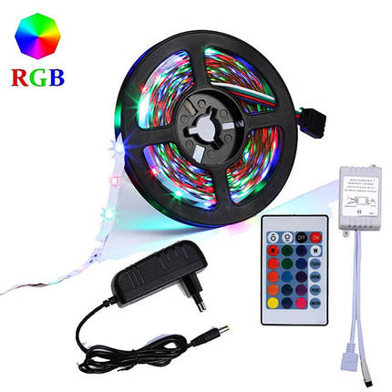 LED стрічка світлодіодна Strip 2835 RGB комплект з пультом, фото 1