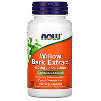 Белая Кора Ивы, Now Foods, Willow Bark Extract, 400 мг, 100 капсул