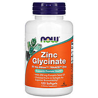 Цинк глицинат аминохелат Now Foods для здоровой функции простаты 120 капсул Пищевые добавки и витамины