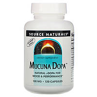 Мукуна жгучая, Mucuna Dopa, Source Naturals, 100 мг, 120 капсул