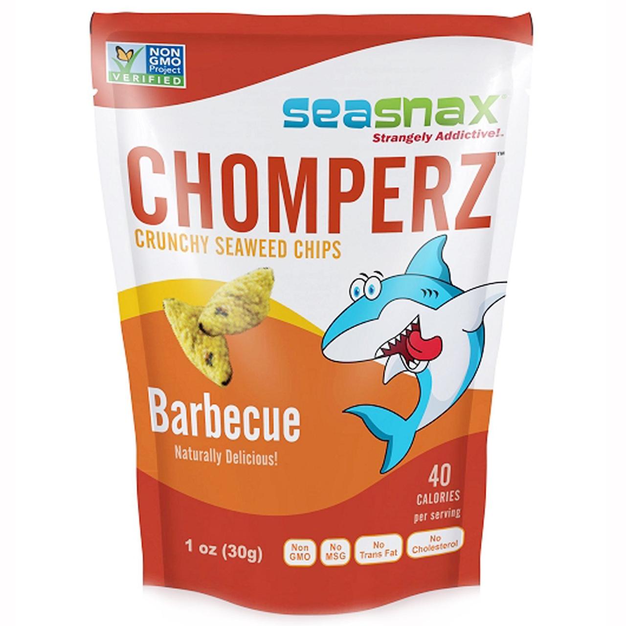 SeaSnax, Chomperz, хрусткі чіпси з морських водоростей, зі смаком барбекю, 1 унція (30 г)