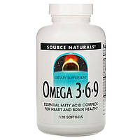 Омега 3 6 9, Omega 3 6 9, Source Naturals, 120 капсул