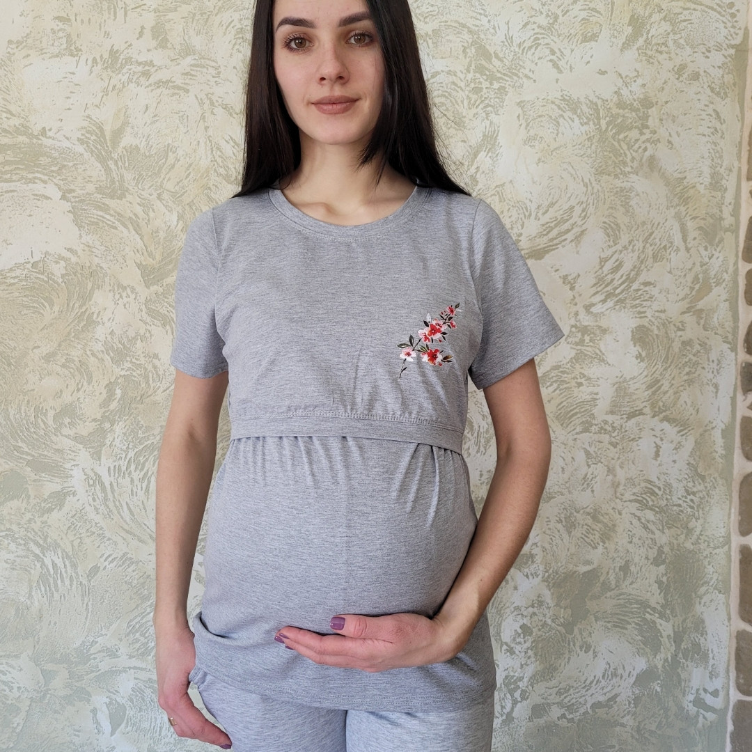 Футболка для вагітних та годуючих Pregnant Style Mila 44 сіра