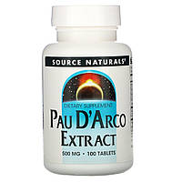 По д'арко, Pau D'Arco, Source Naturals, 500 мг, 100 таблеток