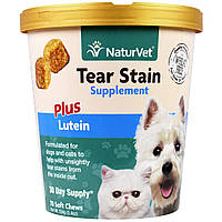 NaturVet, Для видалення слізних плям у кішок і собак + лютеїн, жувальні таблетки, 5.4 унції(154 г)