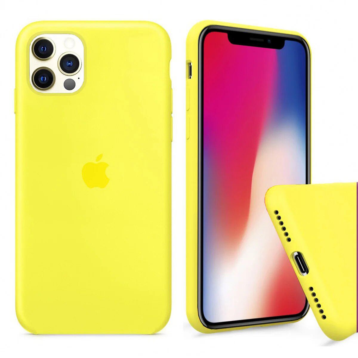 Чохол Silicone FULL case для IPhone 12 Pro Flash лимонний