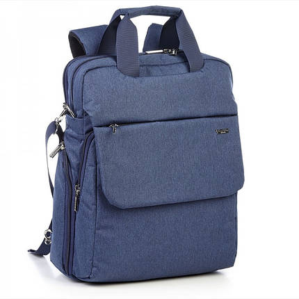 Рюкзак діловий із плечовим ременем 2 в 1 міський шкільний підлітковий синій Dolly 398, фото 2