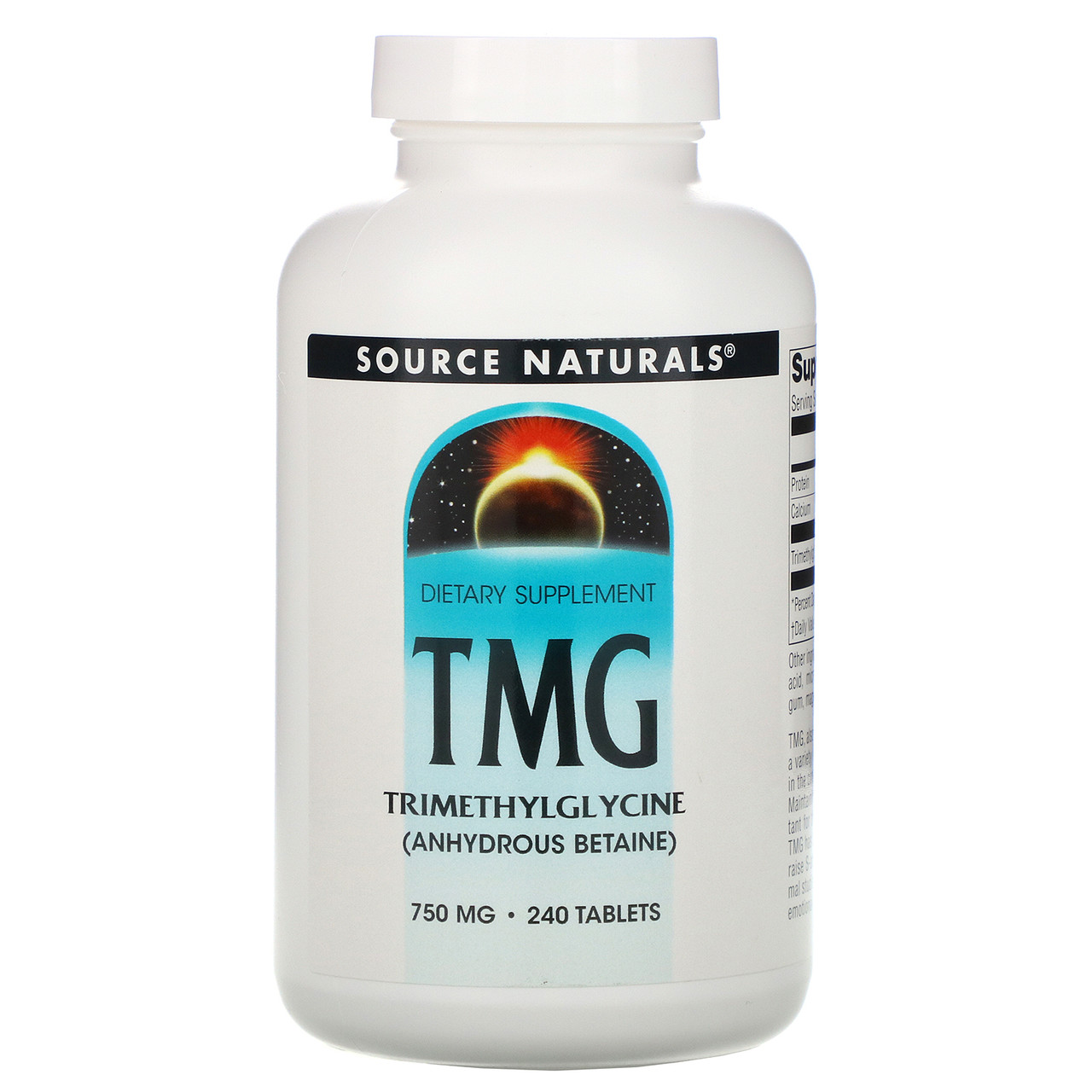 Source Naturals, ТМГ, Тріметілгліцін, 750 мг, 240 таблеток