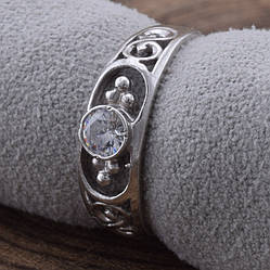 Срібна Каблучка Березня вставка білі фіаніти розмір 16