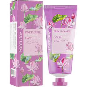 Крем для рук з екстрактом лотоса Farmstay Pink Flower Blooming Hand Cream Pink Lotus 100 мл