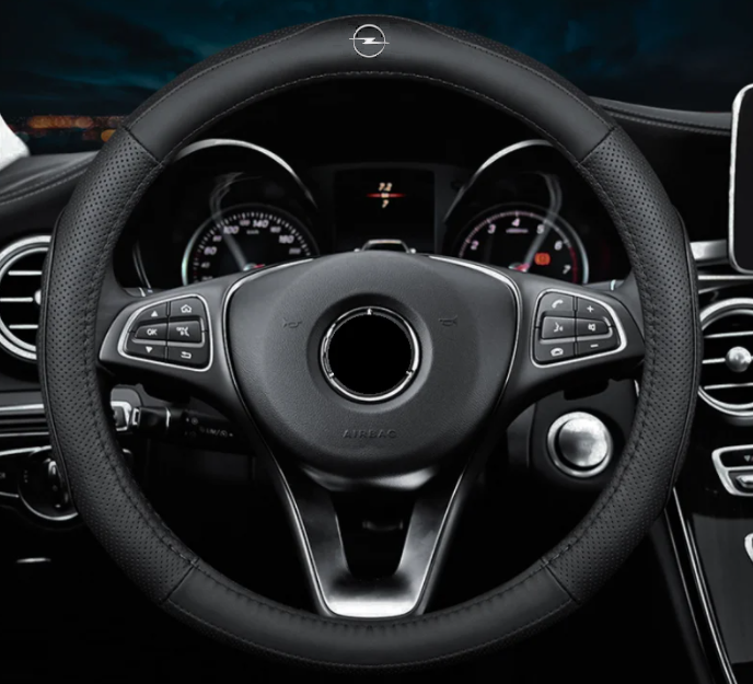 Чохол оплетка на кермо шкіряний для автомобіля з логотипом Opel натуральна шкіра, фото 1
