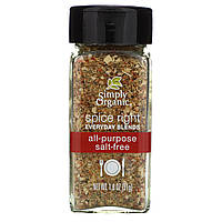 Simply Organic, Универсальные органические специи без соли Organic Spice Right Everyday Blends, 51 г (1,8