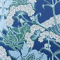 Обои флизелиновые эко York Modern Heritage 125th Anniversary цветы листья белые зеленые голубые на синем