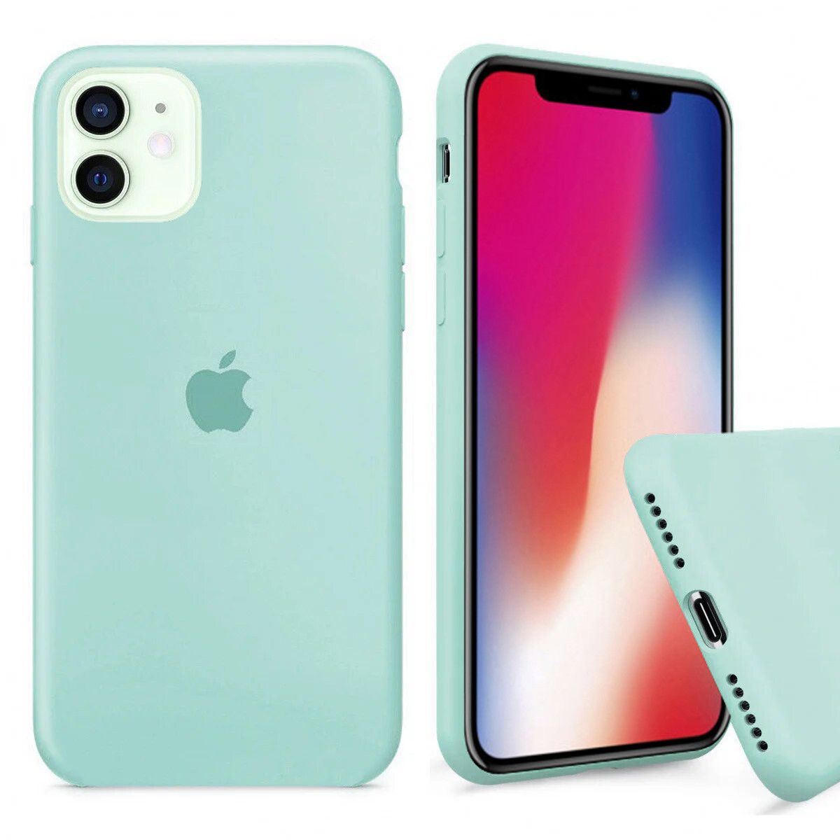 Чохол Silicone FULL case для IPhone 12 Turquoise м'ятно блакитний