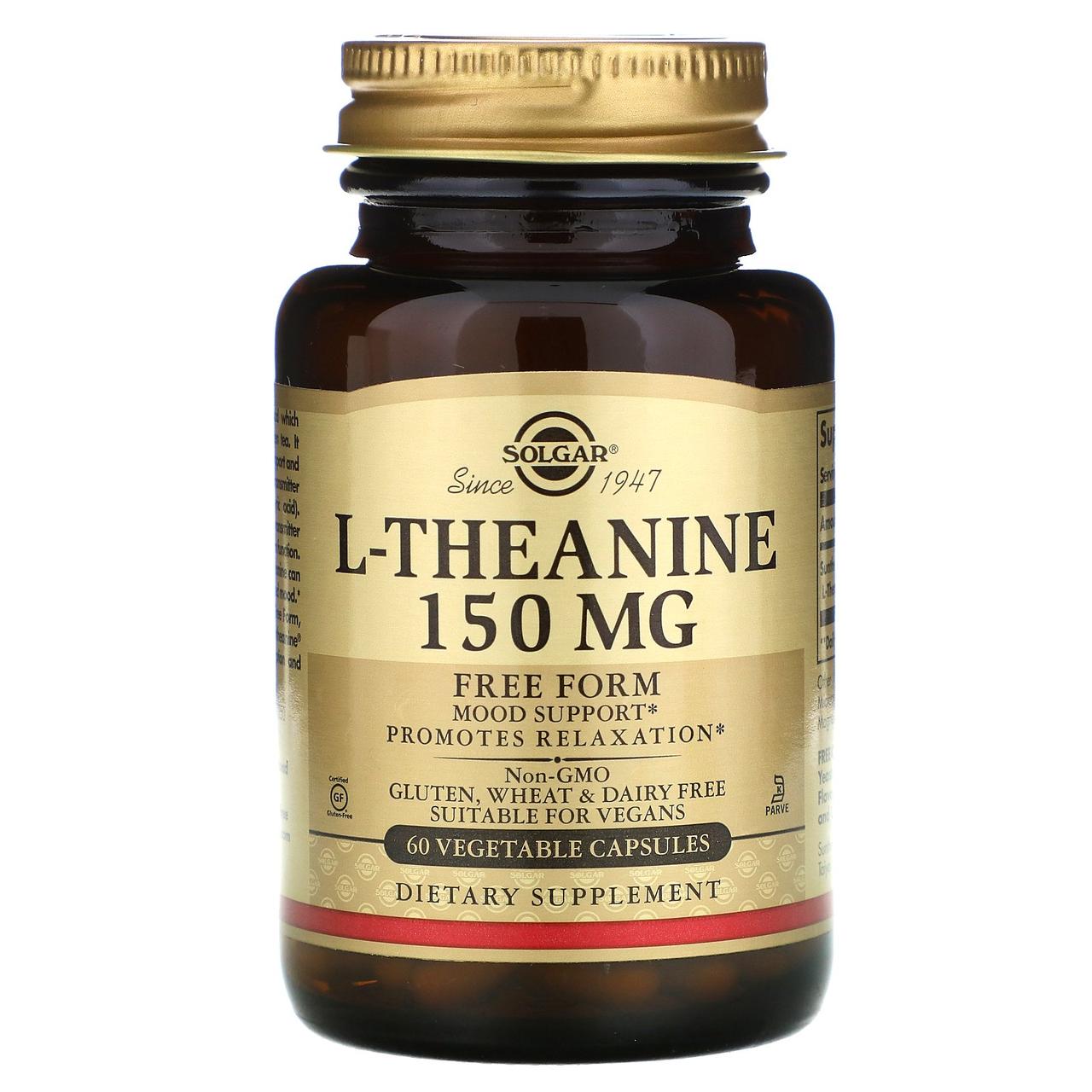 L-Теанін, L-Theanine, Solgar, 150 мг, 60 капсул