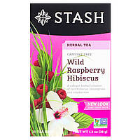 Stash Чай, Трав'яний чай вищого сорту, дика малина і гібіскус, без кофеїну, 20 чайних пакетиків, 1,3 унції (38