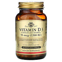 Витамин Д3, Vitamin D3, Solgar, 2200 МЕ, 100 капсул