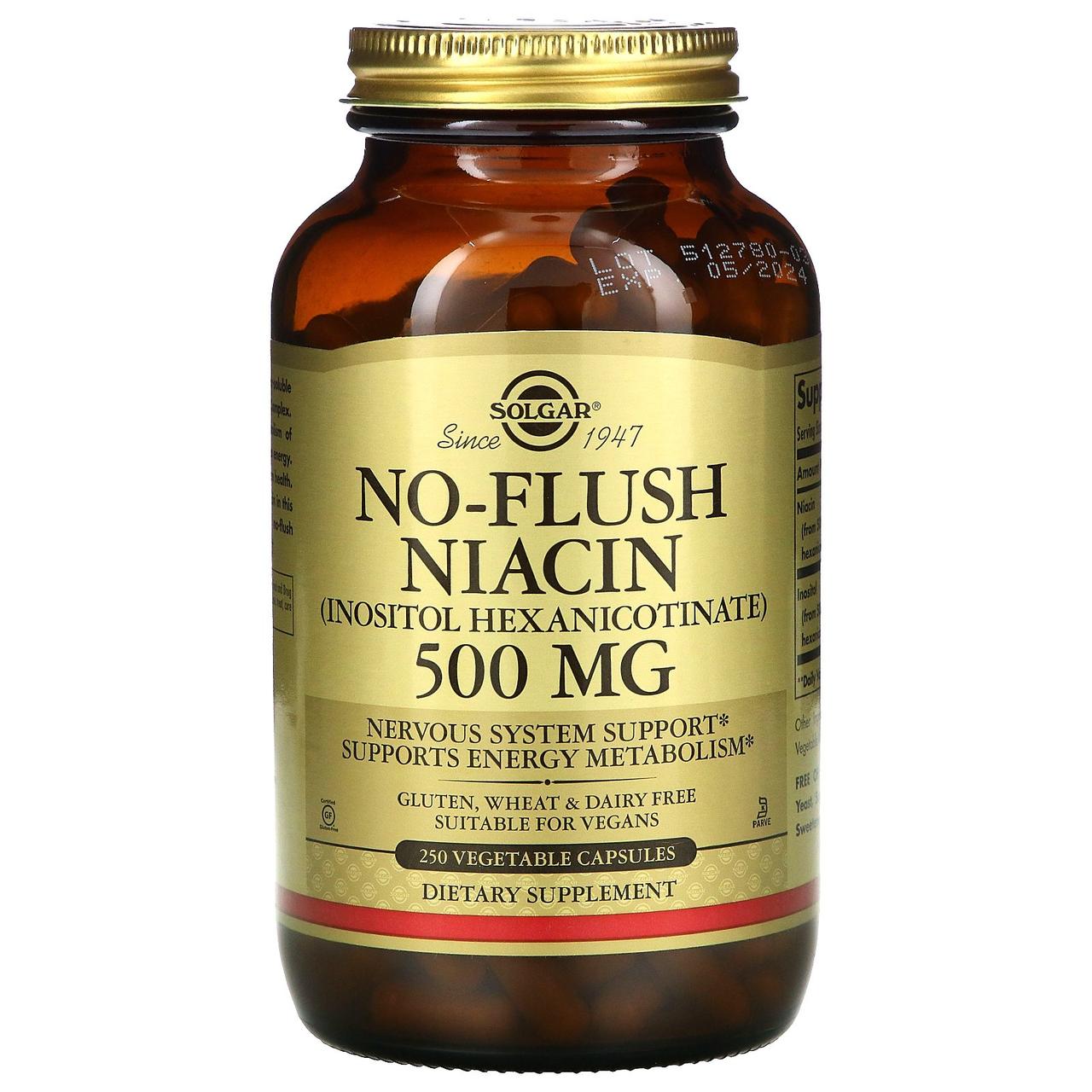 Купить Ниацин (No-Flush Niacin), Solgar, 500 мг, 250 капсул в Киеве ...