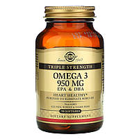 Риб'ячий жир у капсулах Omega-3 EPA DHA 950 мг Solgar 50 капсул для підтримки імунітету